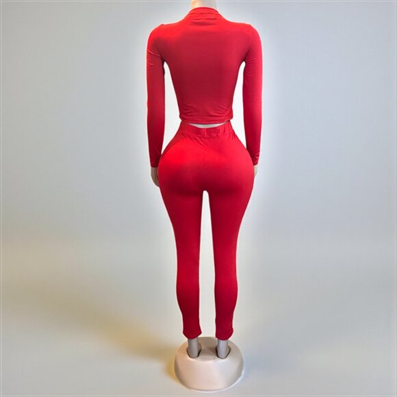 2 Piece Top and Long Pant Red Set - Picture 5 of 9